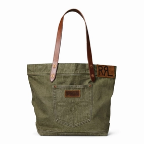 Rrl By Ralph Lauren Leather-Trim Twill Tote Olive Save Today Only