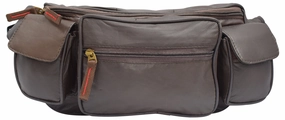 Large Real Leather Waist Hip Lumbar Fanny Pack Bag With Dual Cell Phone Pocket Brown Best Deal Today MustShop Sale