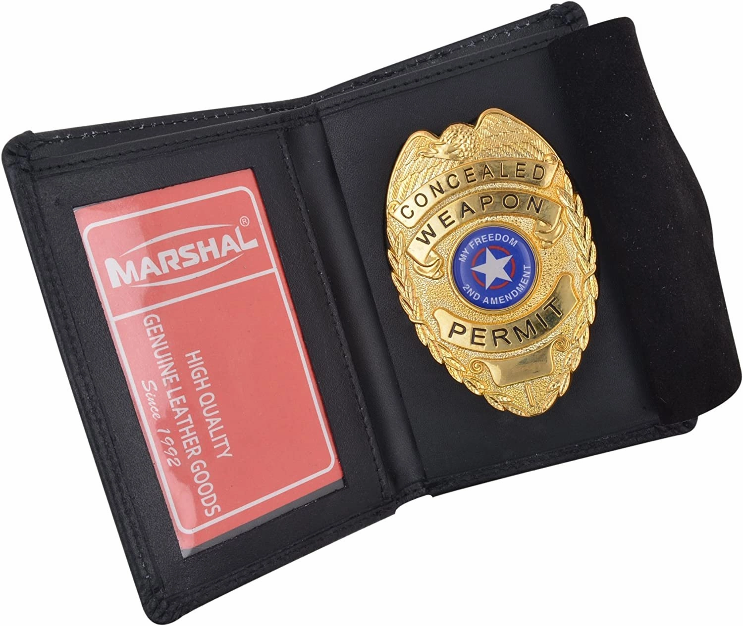 Marshal Genuine Leather Rfid Slim Thin Bifold Id Money Wallet Oval Shape Badge Holder Special Price Today Hot Discount Deal