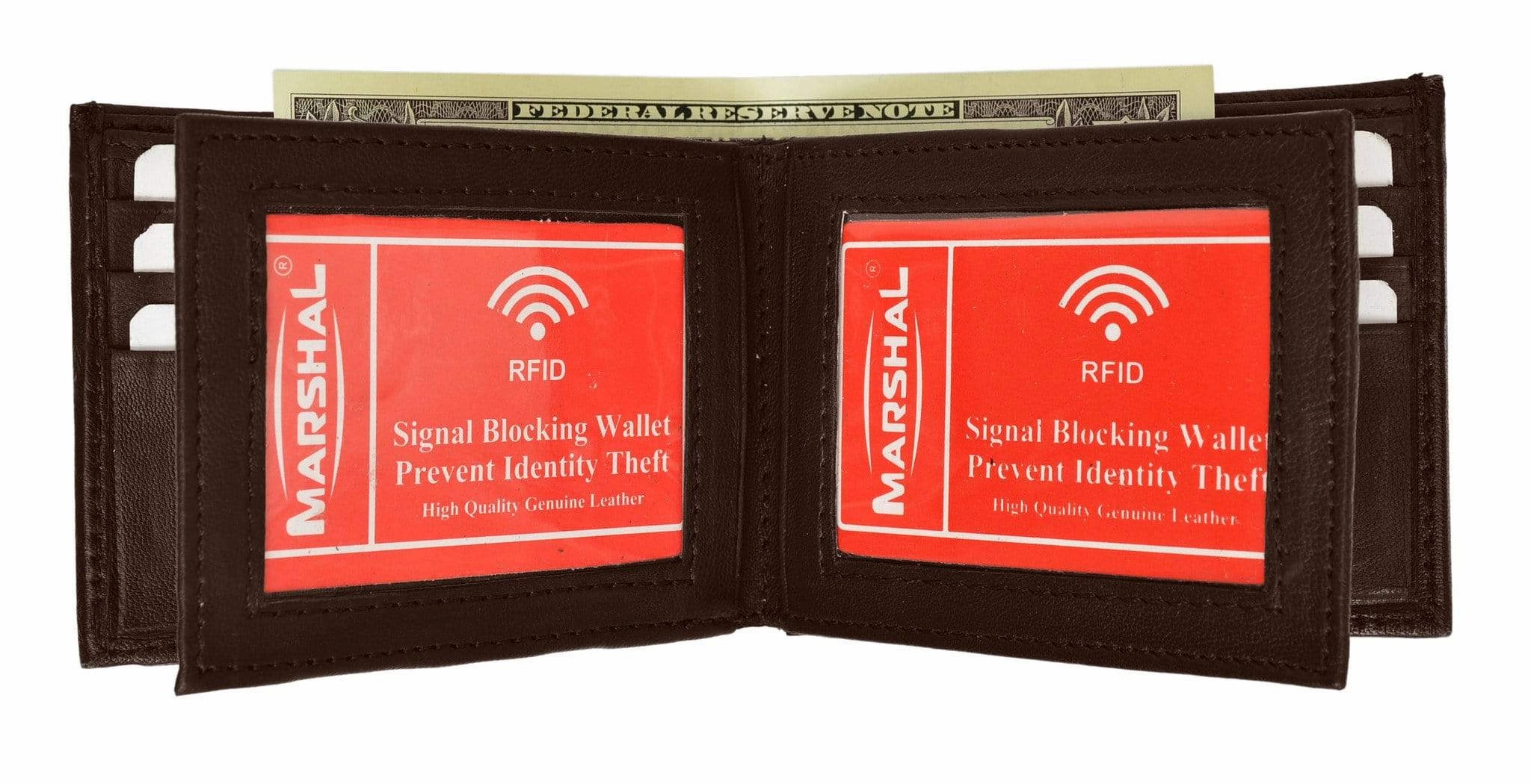 Marshal Rfid Leather Mens Wallet Bifold Fixed Flip 3 Window Id Rfid P 1852 (C) Daily Special Offer Shop Grab Offer
