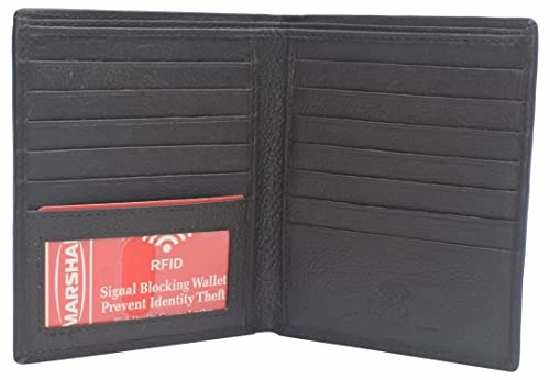 Exclusive Hot Pick Limited Time Steal Men'S Rfid Cow Leather European Bifold Wallet Hipster 1 Id Window By Marshal