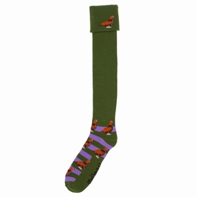 Best Price Today Clearance Event Today Shuttle Socks - Green And Purple Grouse Shooting Socks