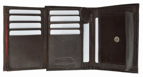 Marshal Mens Trifold Wallet 3 Id Slots Coin Pocket Hipster Premium Leather Brown Limited Time Sale