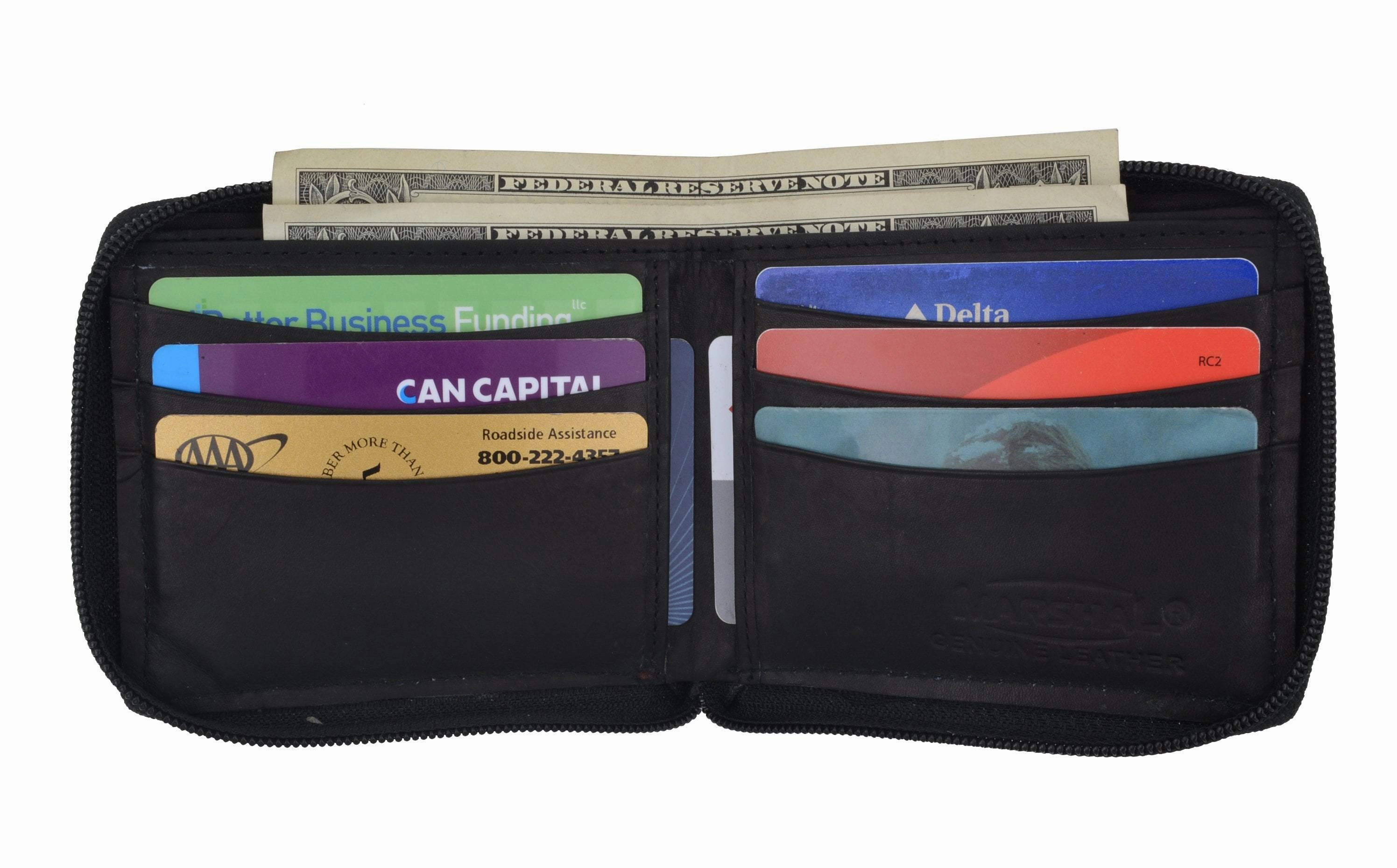 Shop Grab Savings Mens Leather Wallet Pockets Money Purse Credit Card Clutch Bifold Zipper 1456 Cf