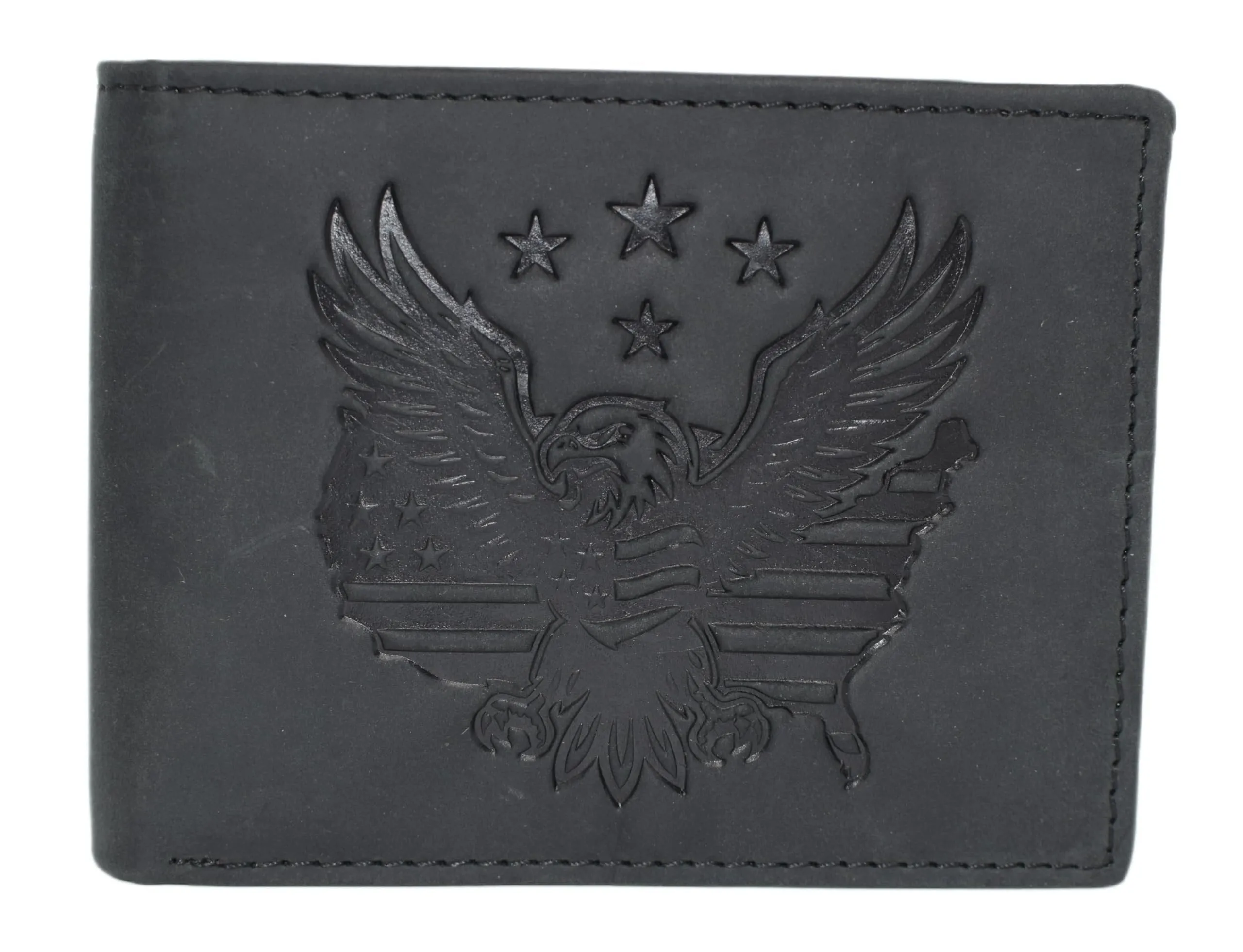 Marshal Genuine Leather Usa Eagle Chain Wallet For Men  Rfid Blocking Bifold Biker Wallet With American Eagle Usa Map Design Best Seller Deal