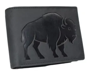 Dont Miss Big Savings Trending Deals Today Marshal Men'S Bison Design Genuine Leather Rfid Blocking Bifold Western Cowboy Wallet