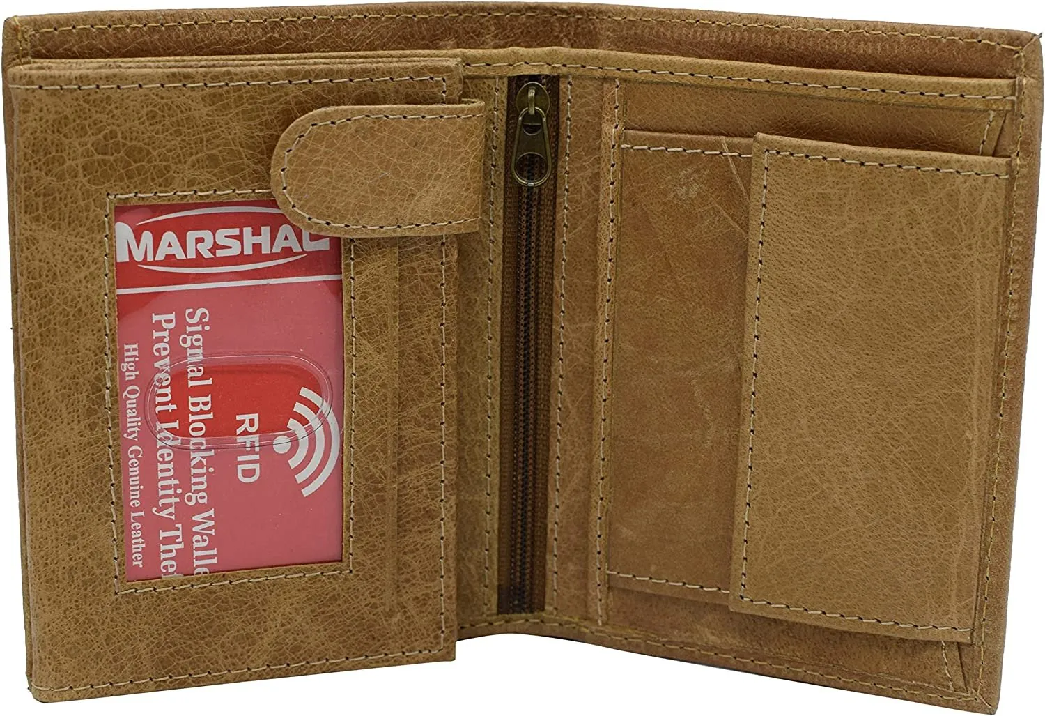 Hot Deal Alert Instant Savings Inside Marshal Men'S Genuine Leather Hipster Style Bifold Trifold Rfid Blocking Wallet With Id Window