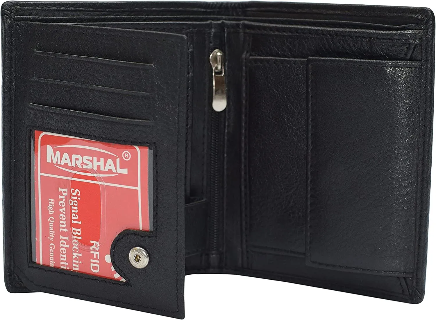 MustHave Gift Ideas Marshal Men'S Genuine Leather Hipster Style Bifold Trifold Rfid Blocking Wallet With Id Window