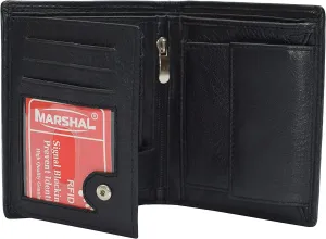MustHave Gift Ideas Marshal Men'S Genuine Leather Hipster Style Bifold Trifold Rfid Blocking Wallet With Id Window