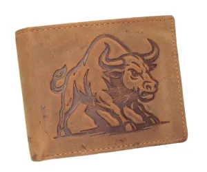 Marshal MenS Rfid Blocking Leather Western Wallet  Cowboy Style Bifold With Charging Bull Design Shop Grab Offer