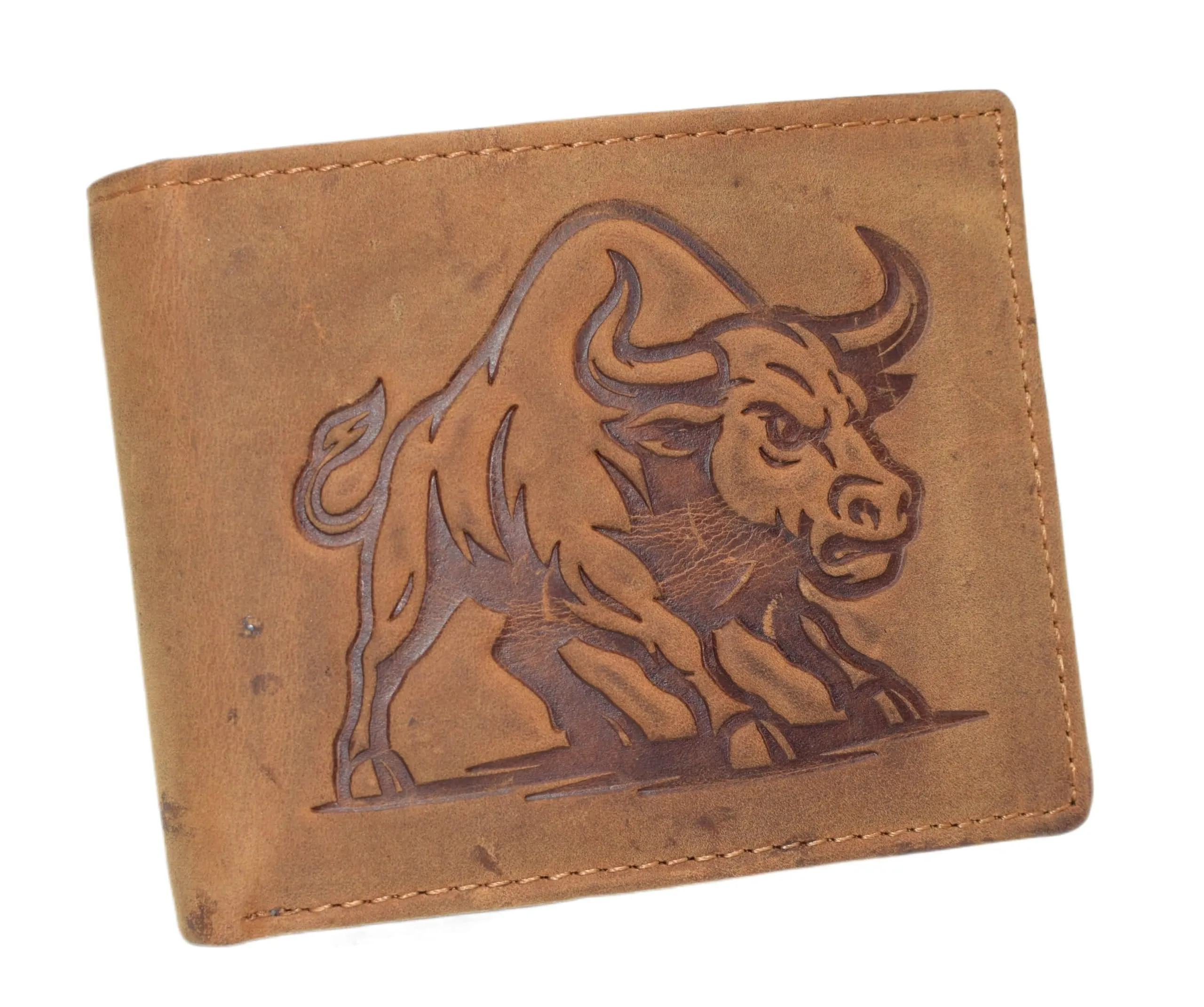 Marshal MenS Rfid Blocking Leather Western Wallet  Cowboy Style Bifold With Charging Bull Design Shop Grab Offer