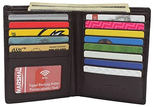 Hot Deals Today Marshal Men'S Rfid Cow Leather European Bifold Wallet Hipster Id Window