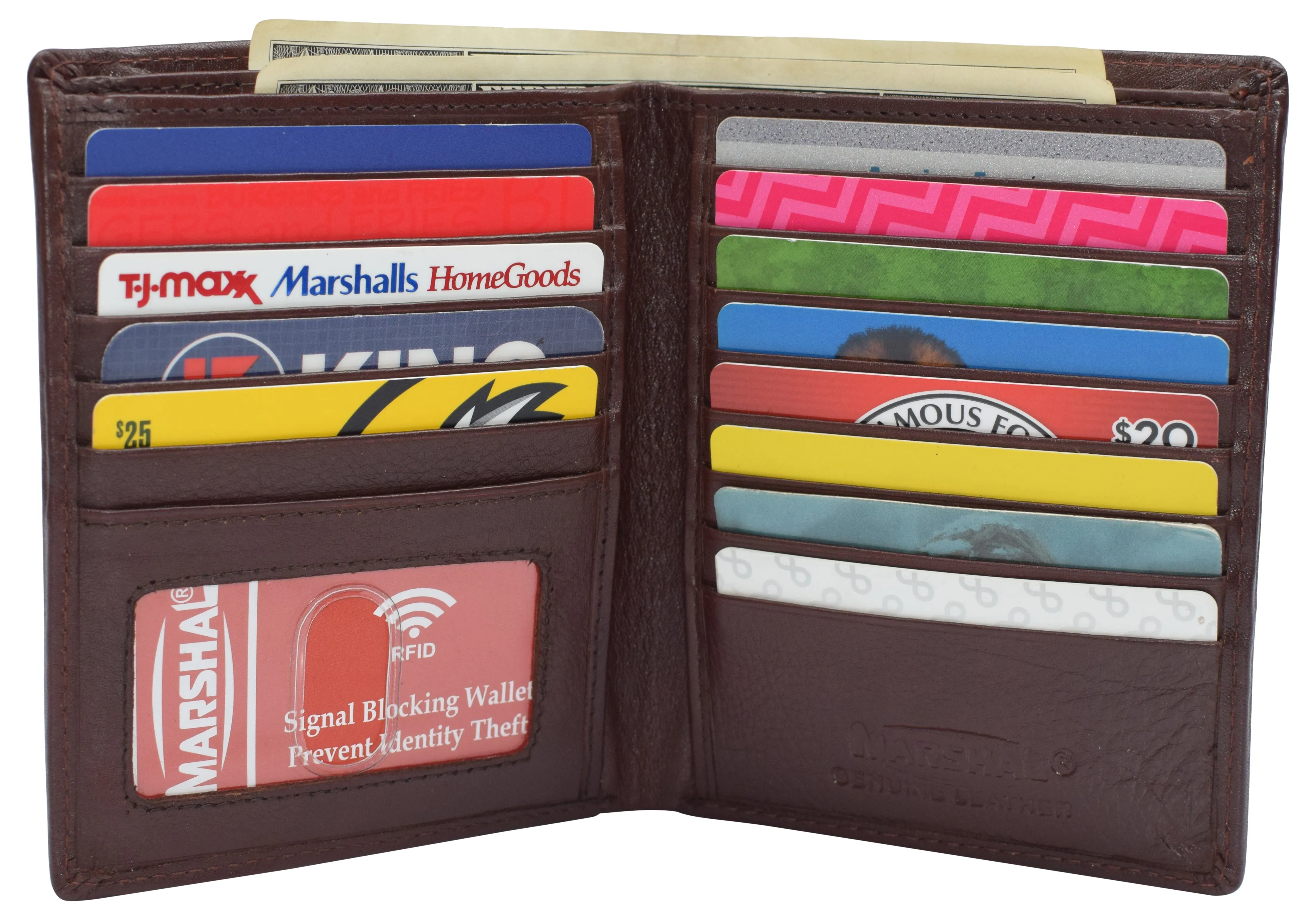 Surprise Discount Today Online Exclusive Steal Marshal Men'S Rfid Cow Leather European Bifold Wallet Hipster Id Window