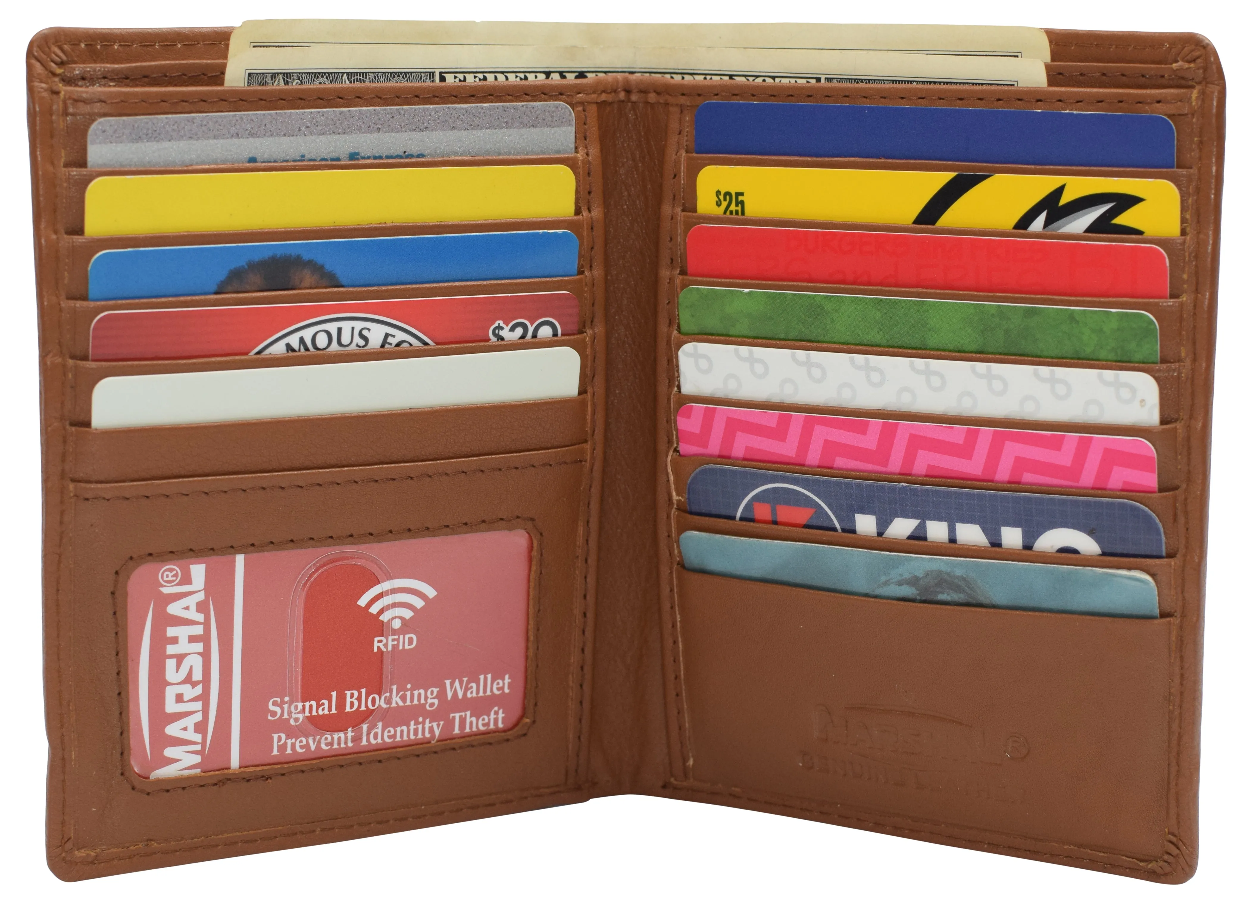 Daily Clearance Deal Marshal Men'S Rfid Cow Leather European Bifold Wallet Hipster Id Window