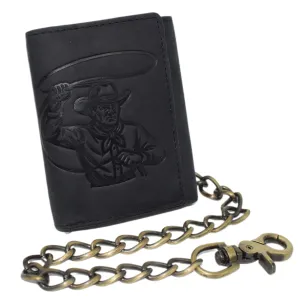 Save More Online Marshal MenS Western Leather Chain Wallet  Rfid Blocking Trifold Biker Wallet With Cowboy Rodeo With Lasso Design And Snap Closure