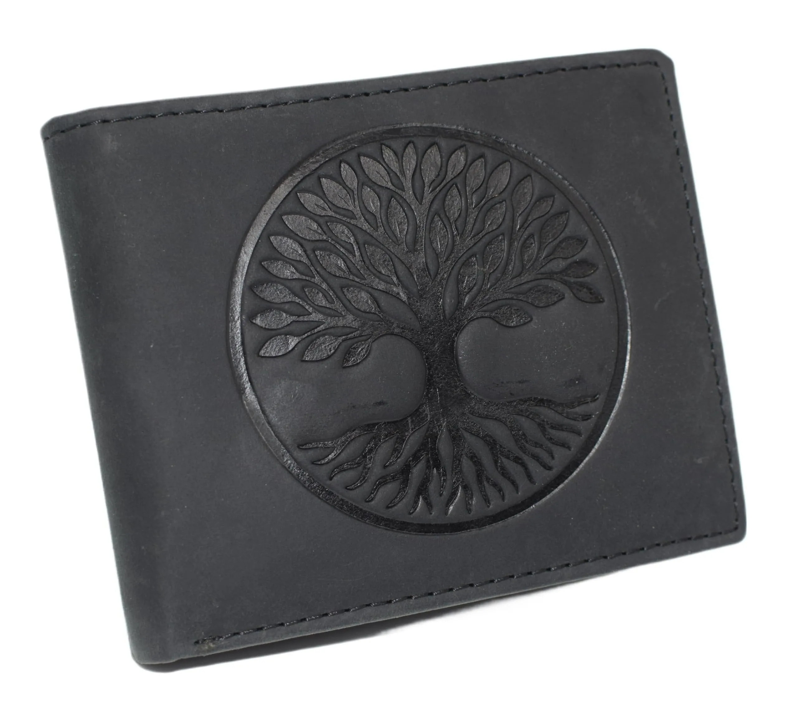 Save Big Online MustHave Deal Marshal Rfid Blocking Distressed Leather Bifold Wallet For Men With Tree Of Life Design