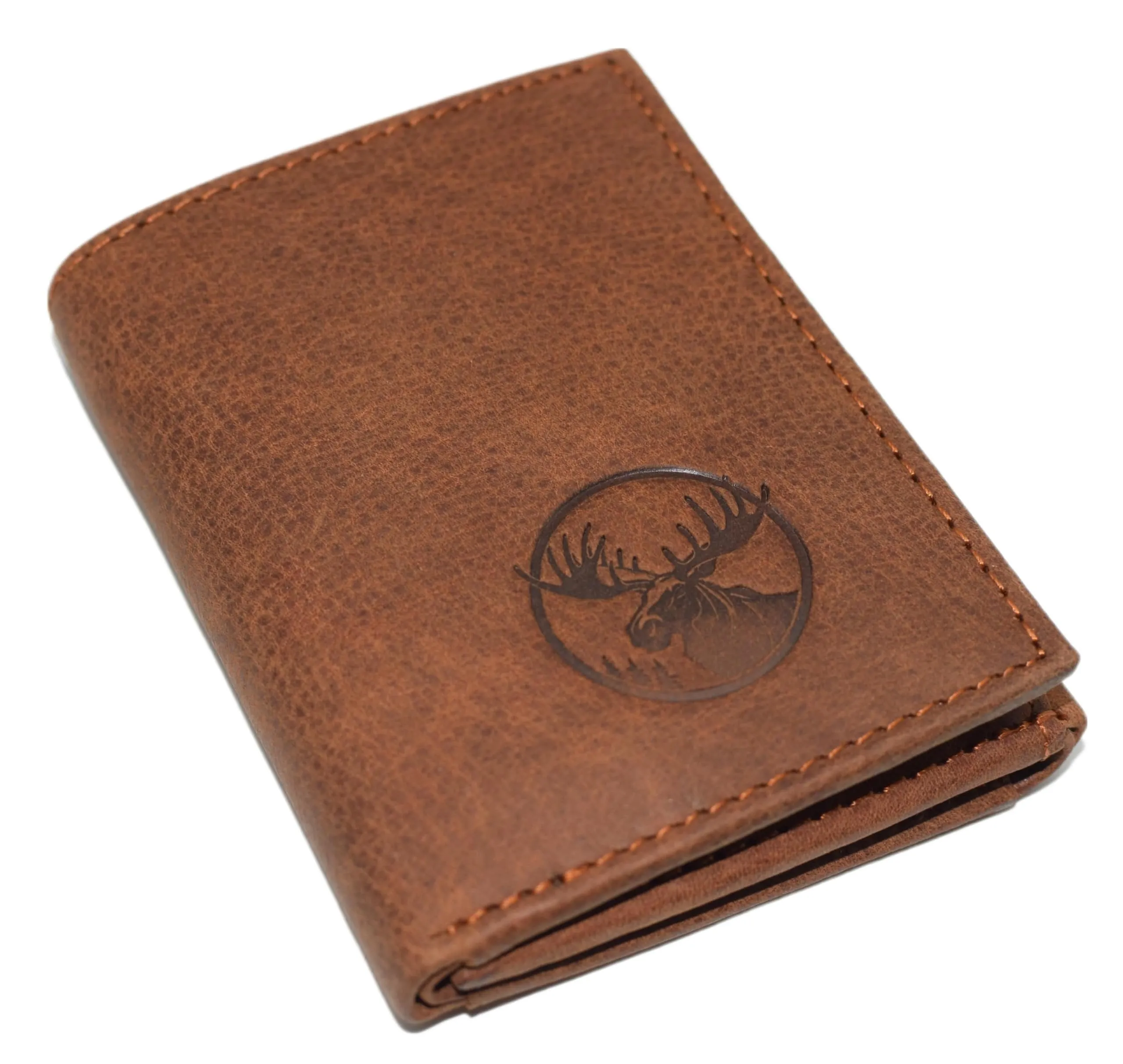 Marshal Rfid Blocking Moose Genuine Leather Bifold Trifold Wallet For Men Gift (Bifold) Today Only Discount