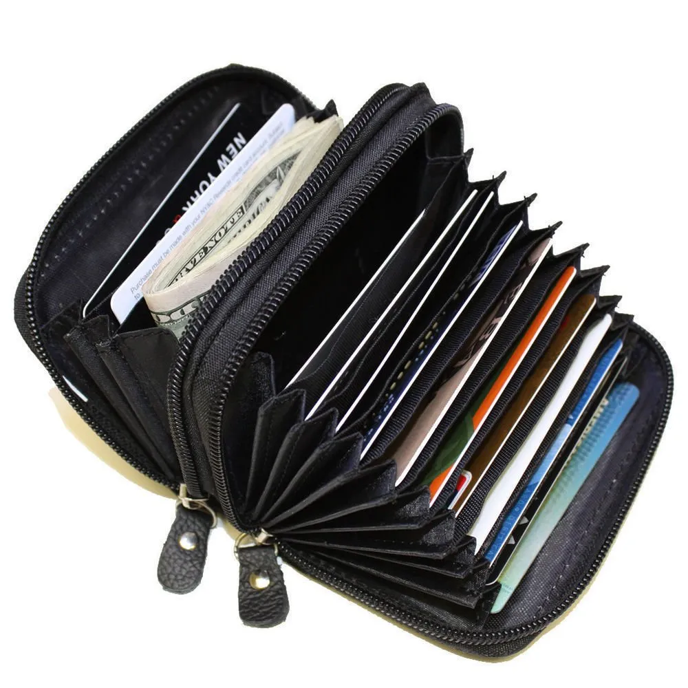 Hot Pick Online Marshal Rfid Genuine Leather Credit Card Holder Accordion Wallet, Black