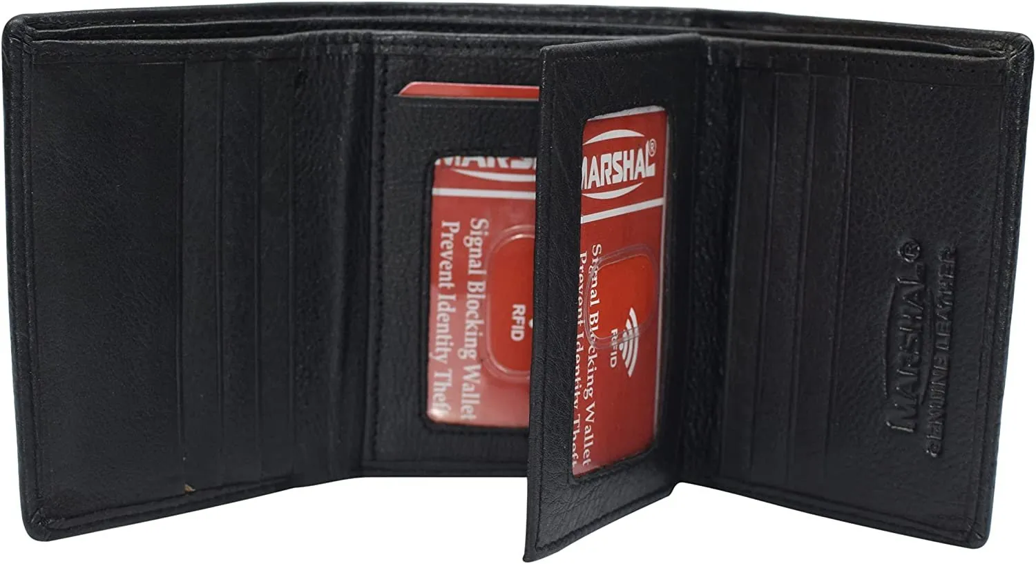 Special Surprise Sale Clearance Alert Now Marshal Rfid Protected Men'S Cowhide Leather Trifold Wallet With 9 Card Slots 2 Note Pocket & 2 Id Windows (Tan)