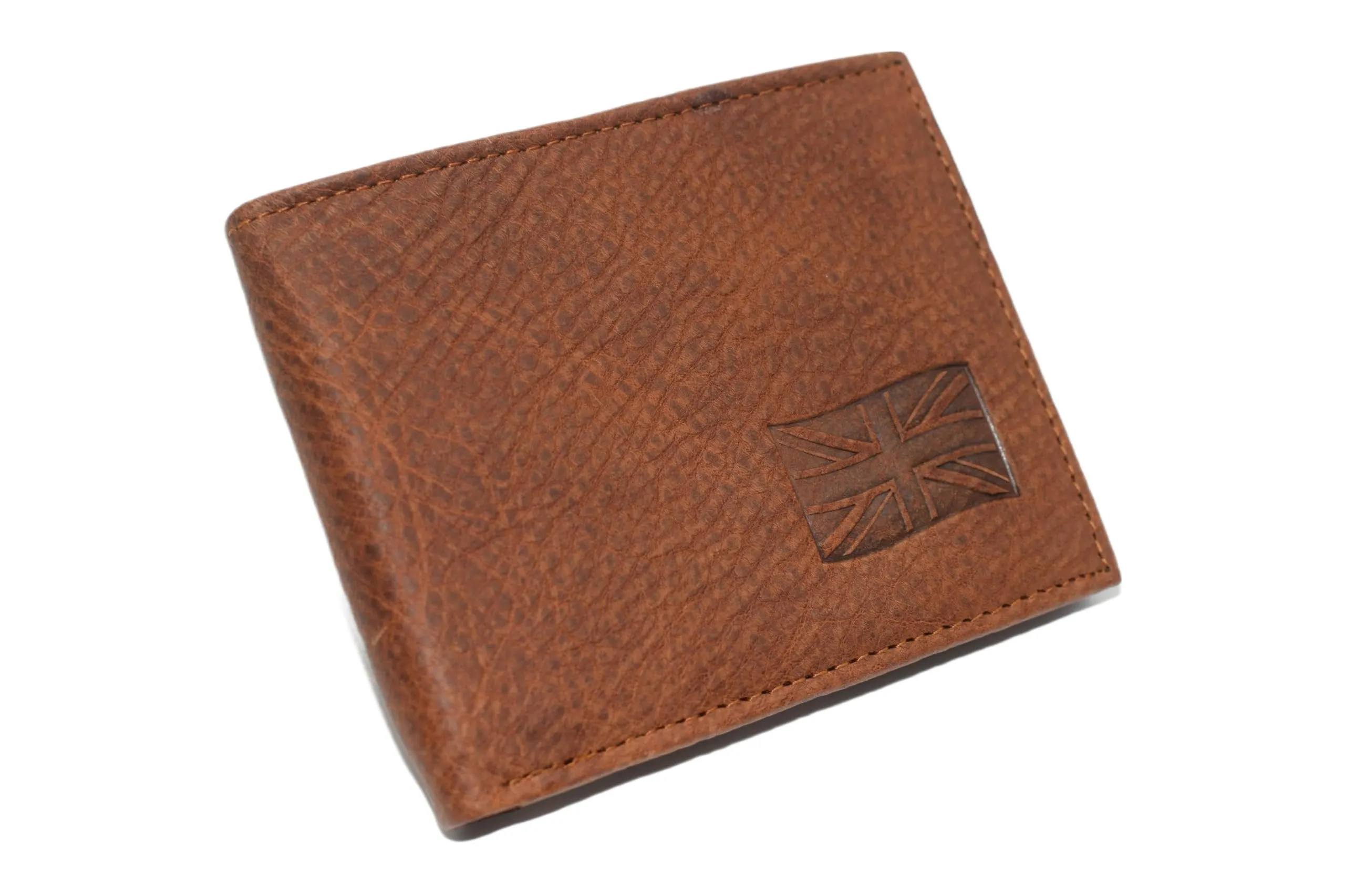 Hot Price Drop Daily Hot Deal Marshal Uk Flag Rfid Blocking Genuine Leather Bifold Trifold British Wallet For Men (Trifold)