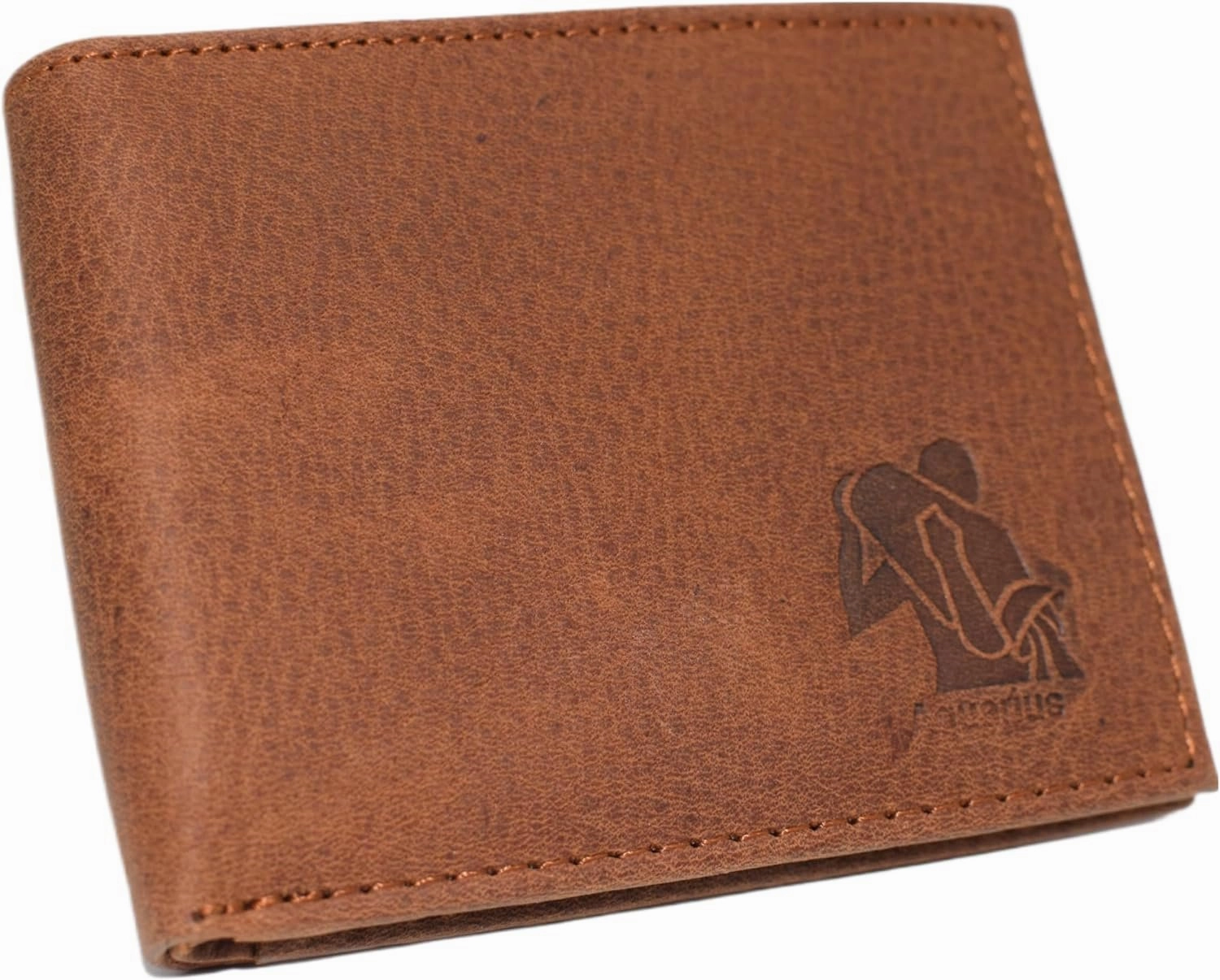 Todays Hot Pick Marshal Aquarius Zodiac Sign Rfid Blocking Real Leather Bifold Trifold Wallet For Men (Bifold)