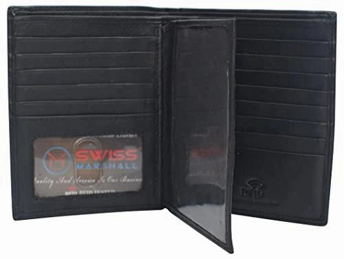 New Arrival Discount Marshal Bifold Genuine Leather Rfid Blocking Wallet For Men Card Slots, 2 Bill Compartments, Id Windows, Money,
