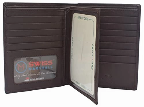 Shop Today Save Marshal Bifold Genuine Leather Rfid Blocking Wallet For Men Card Slots, 2 Bill Compartments, Id Windows, Money,