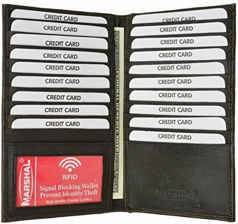 Surprise Offer Now Marshal Bifold Leather Rfid Blocking Wallet For Men & Women | Genuine Leather Holder With 19 Slots, 2 Bill Compartments & Id Window For Credit/Debit Cards, Money & More (Black)