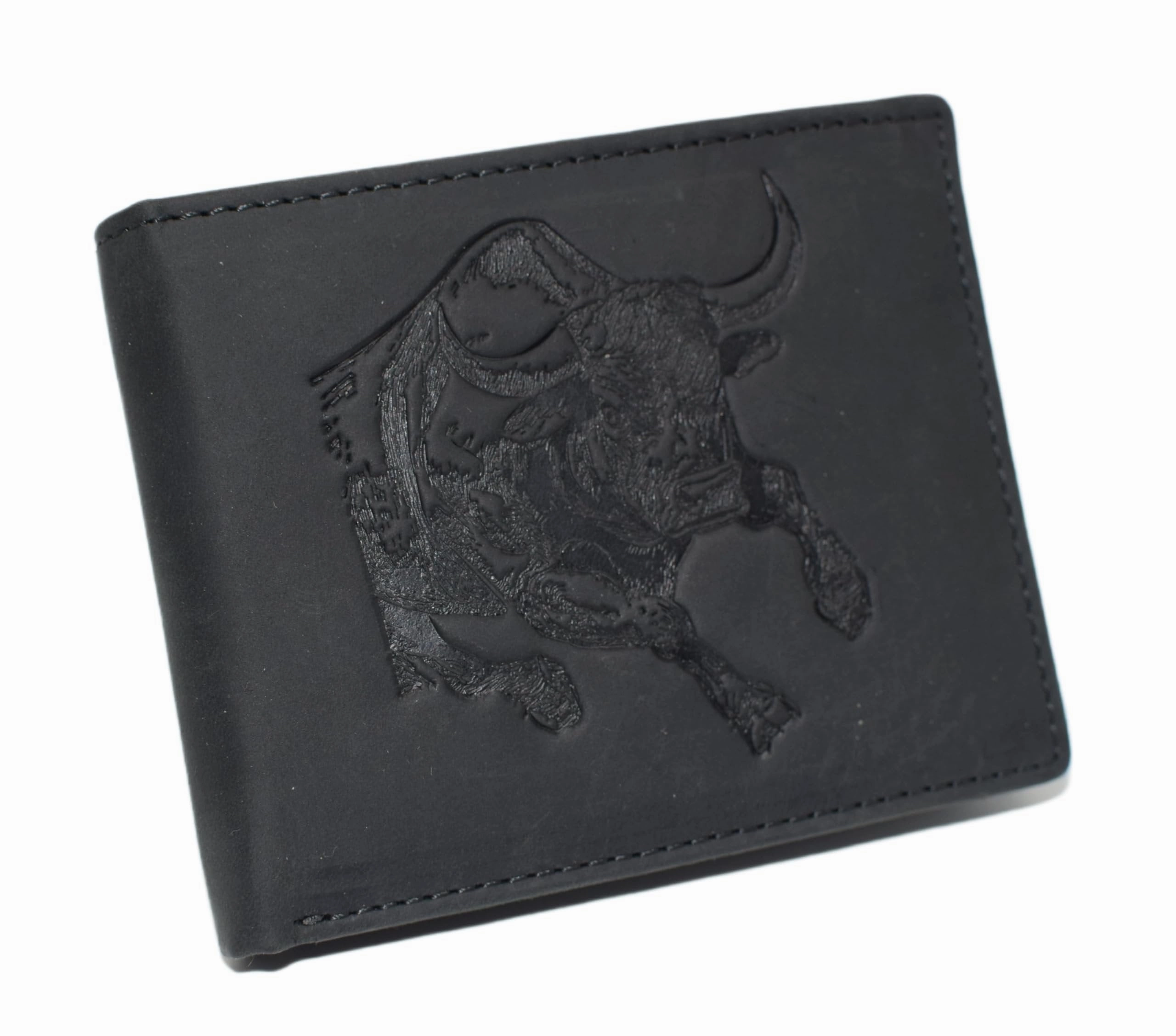 Best Price Online Marshal Bifold Western Cowboy Style Men'S Vintage Leather Rodeo Rfid Blocking Wallet  Bull Engraved Design