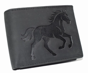 Dont Miss This Deal Flash Pick Today Marshal Equestrian MenS Cowhide Leather Rfid Bifold Wallet With Running Horse Debossed Design