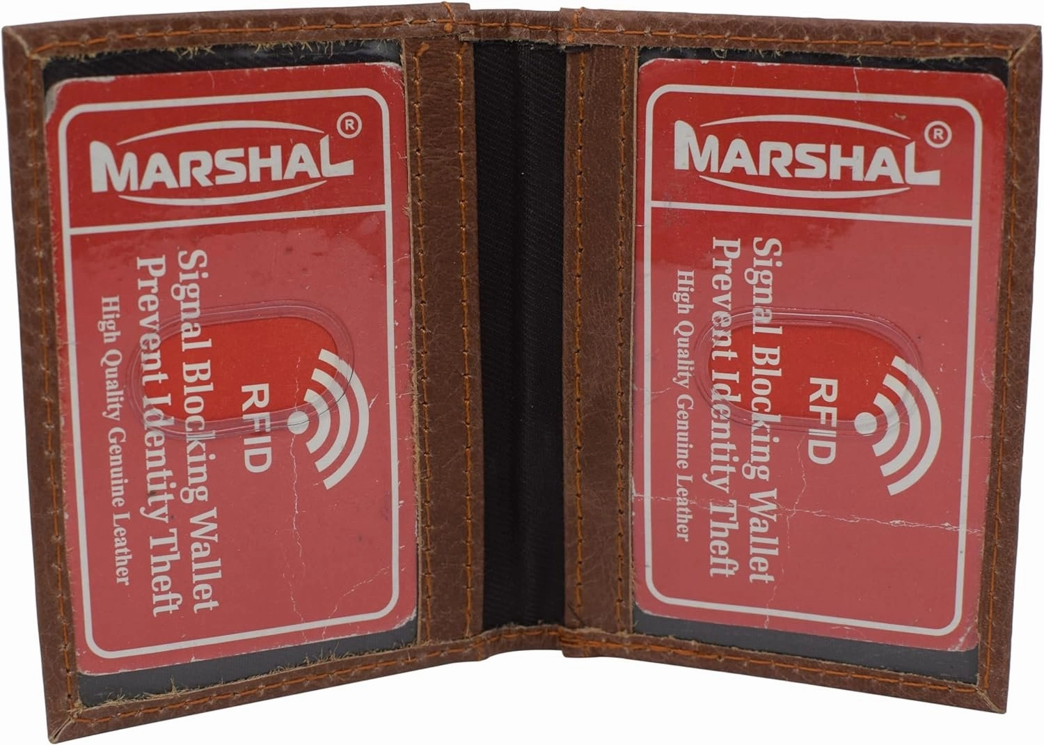 Marshal Genuine Leather Double Id Slim Thin Credit Card Mini Rfid Blocking Wallet Holder Bifold Driver'S License Safe (Grey) Special Deal Frenzy Best Seller Deal