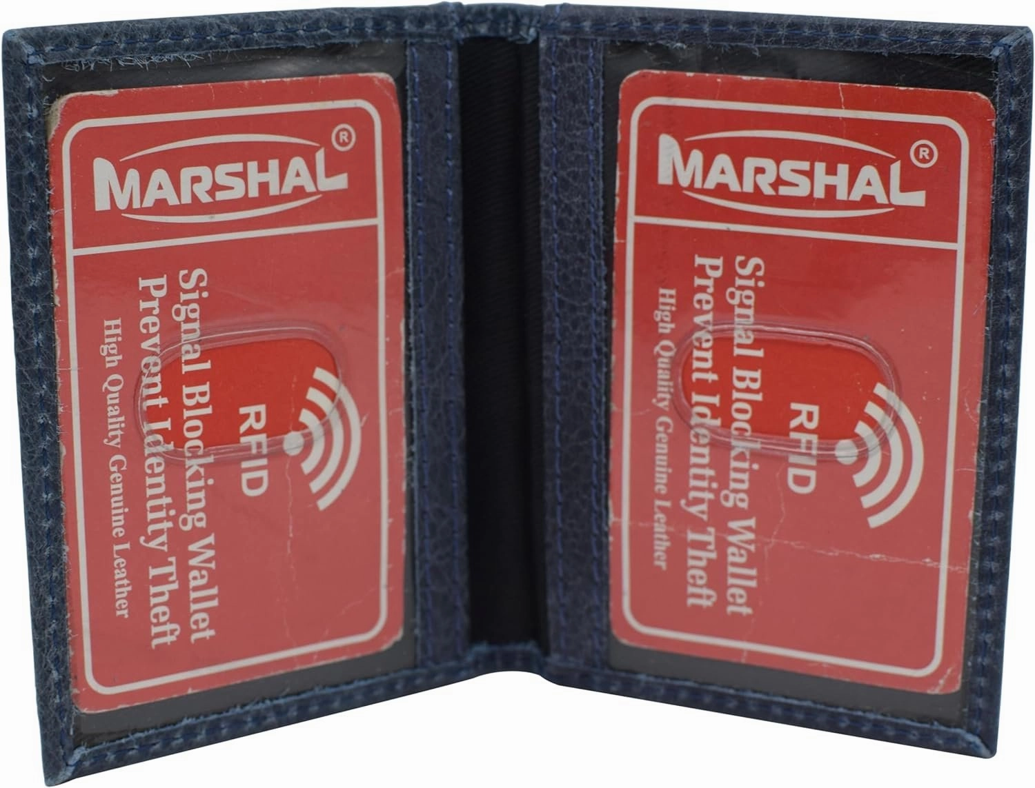 Todays Special Savings Hot Pick Online Marshal Genuine Leather Double Id Slim Thin Credit Card Mini Rfid Blocking Wallet Holder Bifold Driver'S License Safe (Grey)
