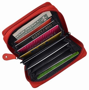 Exclusive Savings Event MustShop Sale Marshal Leather Double Zippered Accordion Wallet Red