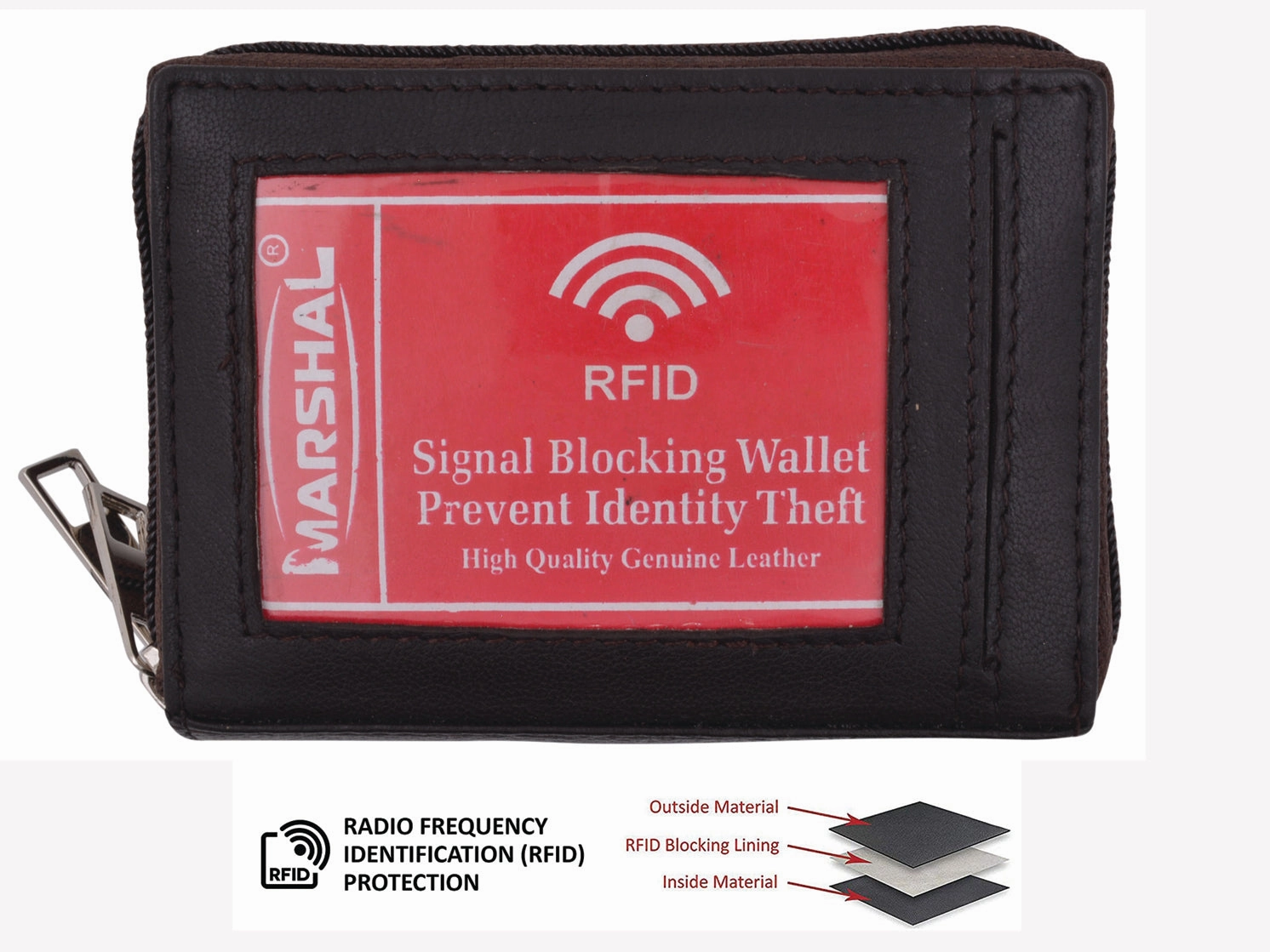 Marshal Leather Rfid Identity Safe Double Zippered Accordion Wallet Trending Now Discount Trending Hot Picks
