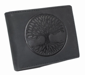 Save Big Online MustHave Deal Marshal Rfid Blocking Distressed Leather Bifold Wallet For Men With Tree Of Life Design