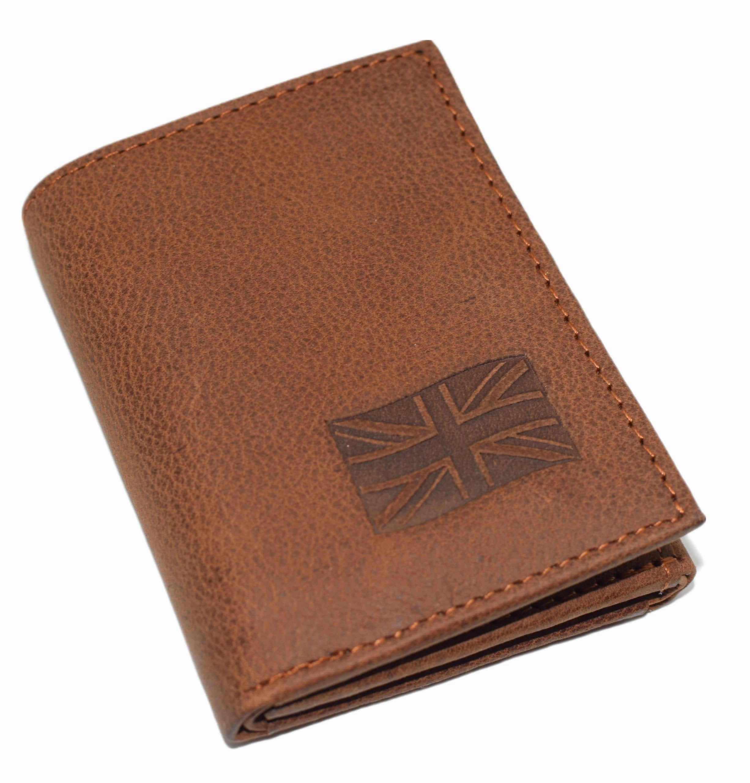Marshal Uk Flag Rfid Blocking Genuine Leather Bifold Trifold British Wallet For Men (Trifold) Daily Special Offer