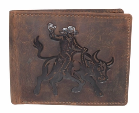 Online Exclusive Savings Hot Pick Sale Marshal Western Rodeo Bull Rider Design Genuine Leather Rfid Blocking Cowboy Bifold Wallet For Men