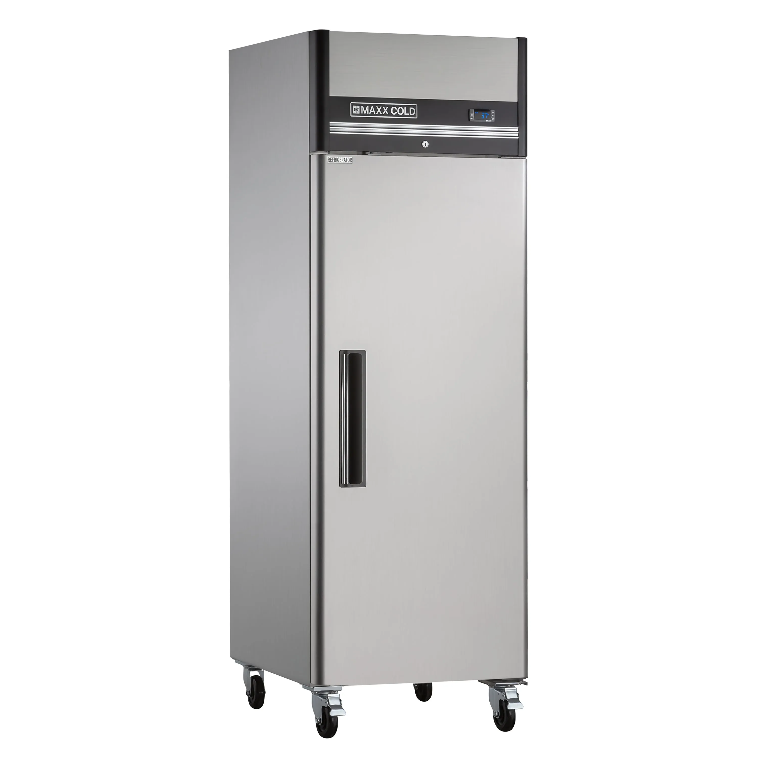 Maxx Cold - MXCR-19FDHC Single Door Reach-In Refrigerator, Top Mount, 25.2"W, 19 cu. ft. Storage Capacity, in Stainless Steel
