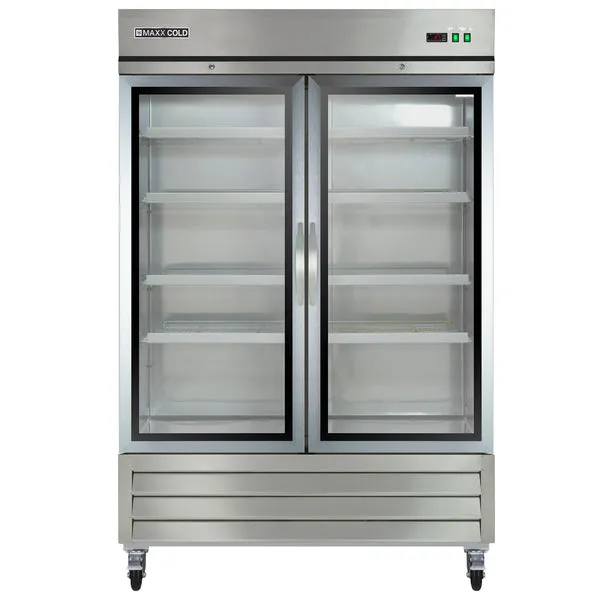Maxx Cold - MXCR-49GDHC Double Glass Door Reach-In Refrigerator, Bottom Mount, 49 cu. ft., in Stainless Steel