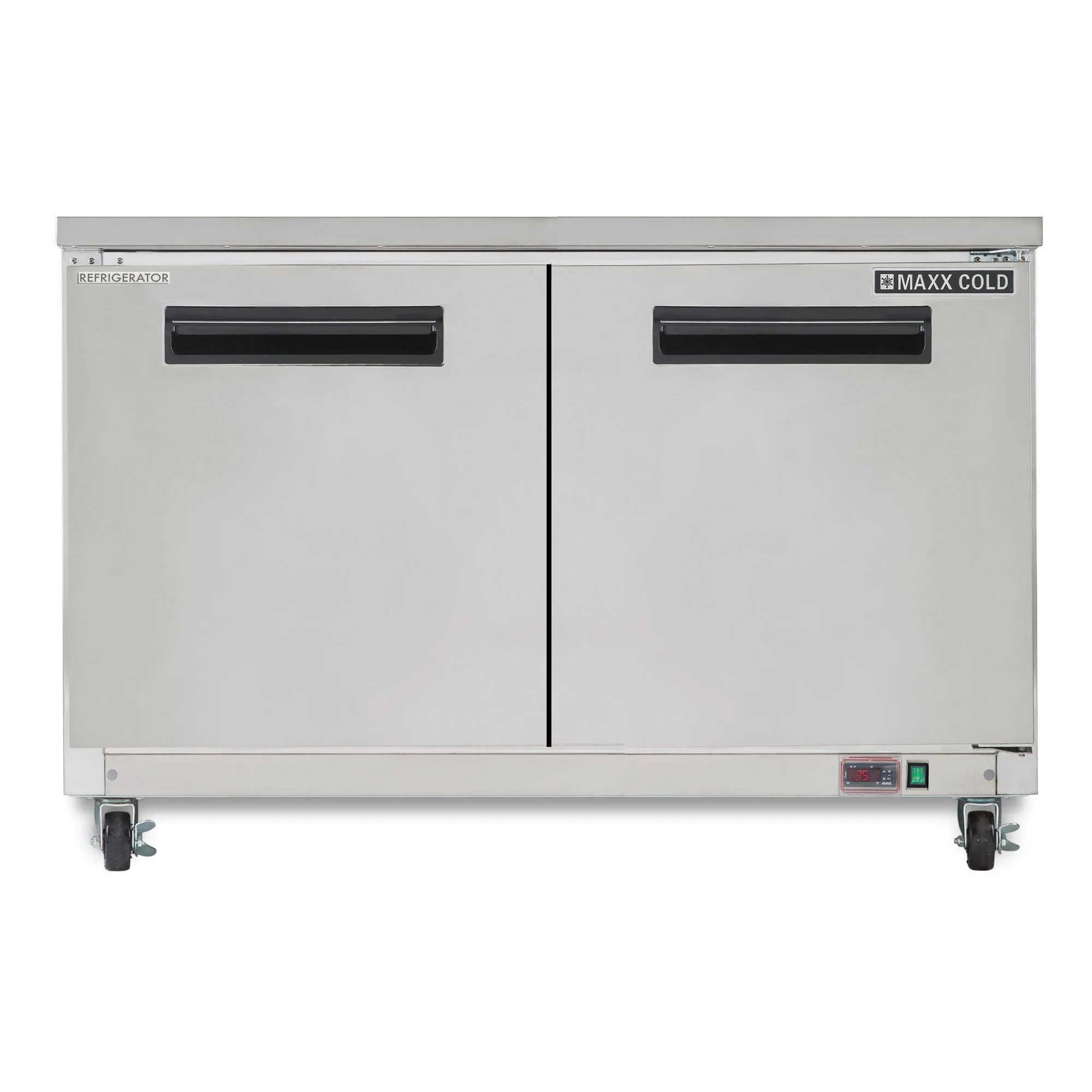 Maxx Cold - MXCR60UHC?Double Door Undercounter Refrigerator, 60.3"W, 15.5 cu. ft. Storage Capacity, Energy Star Rated, in Stainless Steel