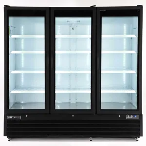 Maxx Cold - MXGDM-73FBHC Triple Glass Door Merchandiser Freezer, Large Storage Capacity, 73 cu. ft., in Black
