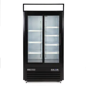 Maxx Cold - MXM2-36RSHC Double Glass Door Narrow Width Merchandiser Refrigerator, Sliding Door, 36 cu. ft., White