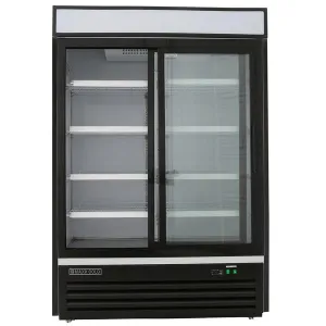 Maxx Cold - MXM2-48RSBHC Double Glass Door Merchandiser Refrigerator, Sliding Door, 48 cu. ft., in Black