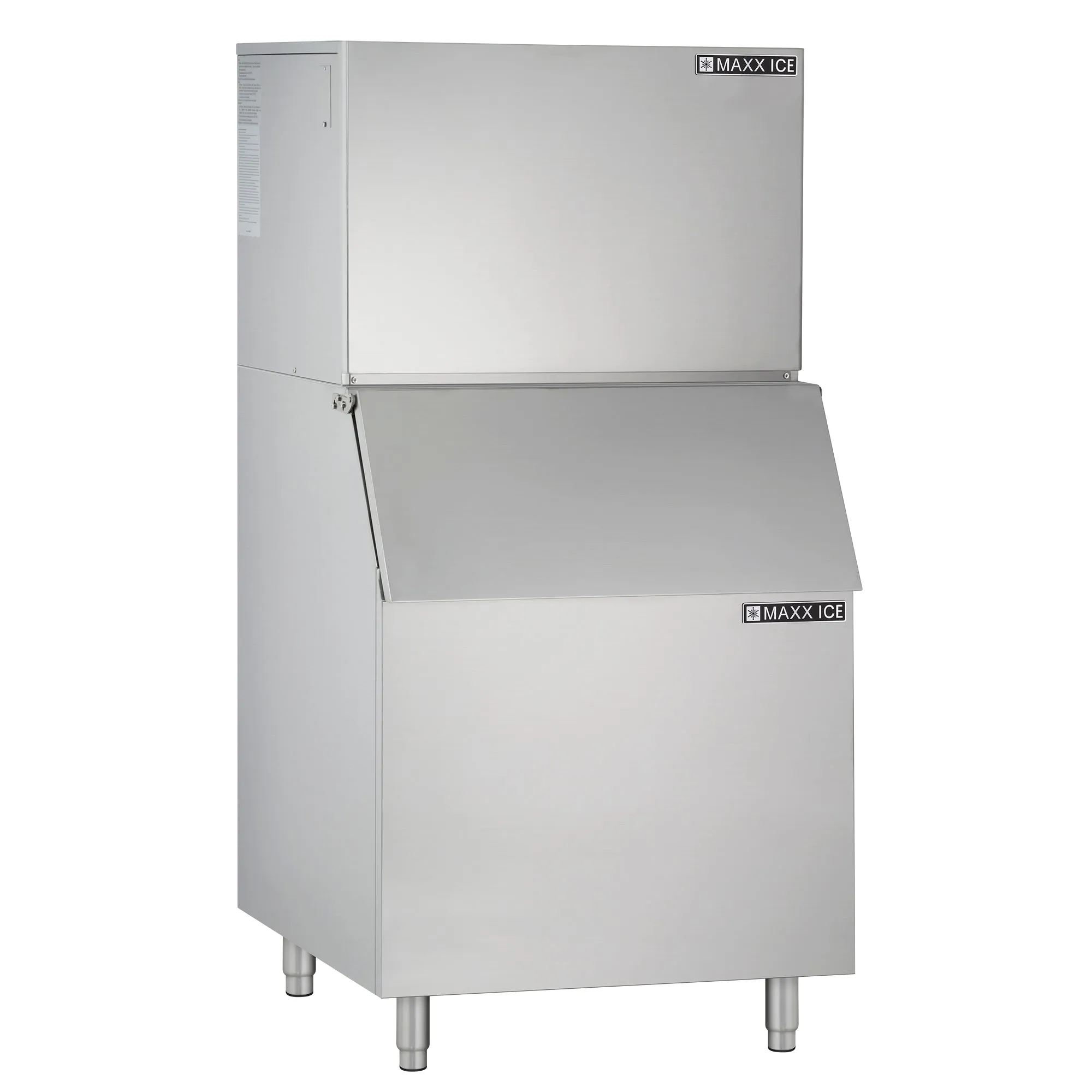 Maxx Ice - MIM1000-B580SS, Maxx Ice Modular Ice Machine, 30"W, 1000 lbs Capacity, and Storage Bin, 30"W, 580 lbs, in Stainless Steel