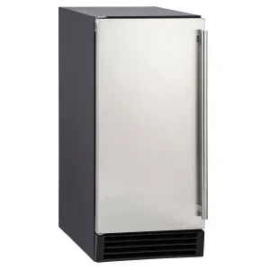 Maxx Ice - MIM50, Maxx Ice Self-Contained Indoor Ice Machine, 15"W, 60 lbs, Full Dice Ice Cubes, Energy Star Listed, in Black with Stainless Steel Door