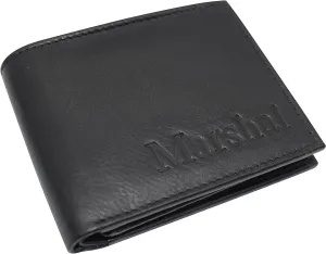 Flash Sale Now Hot Sale Alert Personalized Name Rfid Blocking Genuine Leather Multi-Card Center Flip Bifold Wallet For Men (Black)
