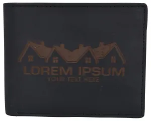 Mens Genuine Leather Real Estate Logo Rfid Bifold Wallet Gift Promo Hot Sale Alert