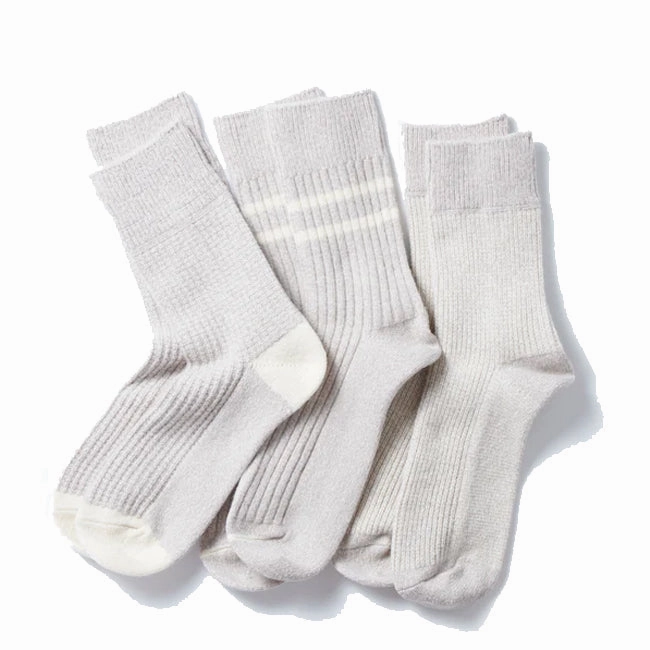 Rototo Recycle Cotton / Wool Daily 3 Pack Socks Gray / Off White Clearance Sale Now Hot Pick Deal