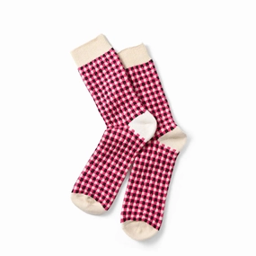 Dont Miss Todays Deal Hot Item Clearance Rototo Womens Gingham Sock Pink / Black