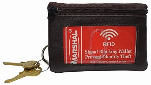 Genuine Leather Brown Zippered Change Purse Wallet With Id Window & Key Ring Hot Pick Online Grab Your Savings